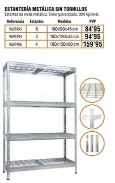 Oferta de Estantería Metálica Sin Tornillos por 84,95€ en Cifec