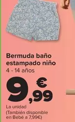 Oferta de Bermuda Bano Estampado Nino por 9,99€ en Carrefour