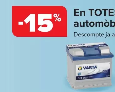 Oferta de Varta Y Carrefour - En Todas Las Baterias Para Automovil en Carrefour