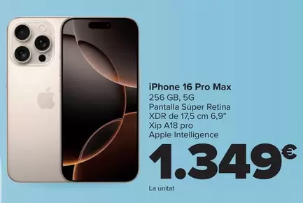Oferta de Iphone 16 Pro Max por 1349€ en Carrefour
