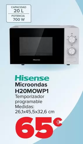 Oferta de Hisense - Microondas  H20MOWP1 por 65€ en Carrefour