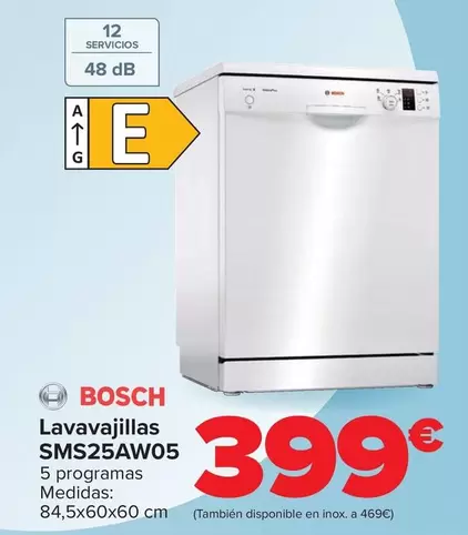 Oferta de Bosch - Lavavajillas SMS25AW05 por 399€ en Carrefour