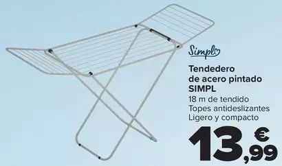 Oferta de Simpl - Tendedero De Acero Pintado   por 13,99€ en Carrefour