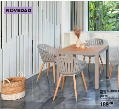 Oferta de Mesa Auliminio Madera Maui por 189€ en Cofac