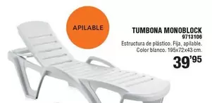 Oferta de Blanco - Tumbona Monoblock por 39,95€ en Cofac