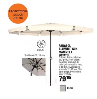 Oferta de Parasol Alumínio Con Manivela por 79,95€ en Cofac