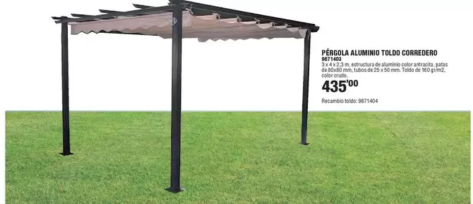 Oferta de Pérgola Aluminio Toldo Corredero 9671403 por 435€ en Cofac