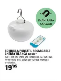 Oferta de Bombilla Portatil Recargable Cherry Blanca por 19,95€ en Cofac