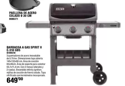 Oferta de  Spirit - Barbacoa A Gas II E-310 GBS por 649€ en Cofac