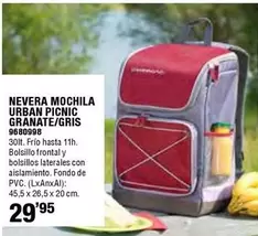 Oferta de Nevera Mochila Urban Picnic Granate/Gris por 29,95€ en Cofac