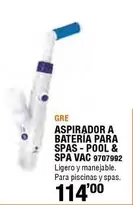 Oferta de Gre - Aspirador A Bateria Para Spas-pool & Spa Vac por 114€ en Cofac