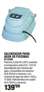 Oferta de Calentador Para Agua De Piscinas por 139€ en Cofac