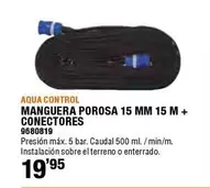 Oferta de Control - Manguera Porosa 15 Mm 15 M + Conectores por 19,95€ en Cofac