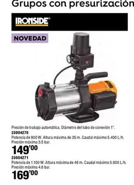 Oferta de Ironside - Grupos Con Presurizacion por 149€ en Cofac