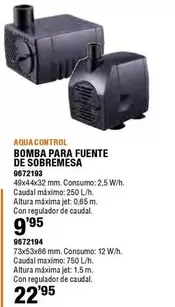 Oferta de Aqua Control/ Bomba Para Fuente De Sobremesa por 9,95€ en Cofac