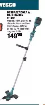 Oferta de Wesco - Desbrozadora A Bateria 36V 9714291 por 149€ en Cofac