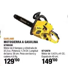 Oferta de Garland - Motosierra A Gasolina por 129€ en Cofac