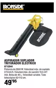Oferta de Ironside - Aspirador Soplador Triturador Eléctrico por 49,95€ en Cofac