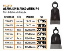 Oferta de Bellota - Azada Sin Mango Antigiro por 17,95€ en Cofac