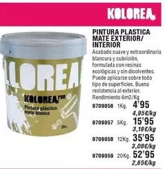 Oferta de Lorea - Pintura Plastica Mate Exterior/ Interior por 4,95€ en Cofac