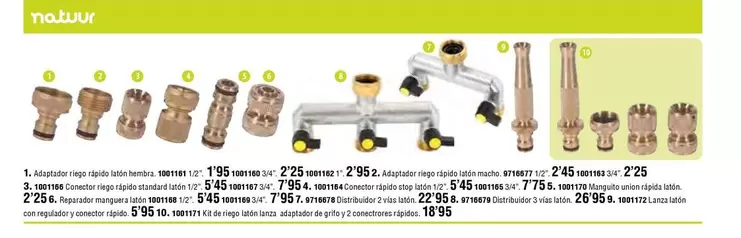Oferta de Natuur - Adaptor Riego Rapido Laton Hembra por 1,95€ en Cofac