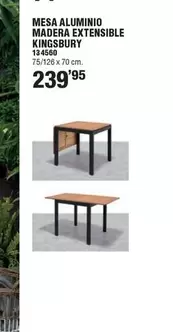 Oferta de Mesa Aluminio Madera Extensible Kingsbury por 239,95€ en ferrOkey