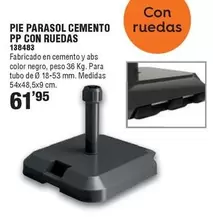 Oferta de ABS - Pie Parasol Cemento Pp Con Ruedas por 61,95€ en ferrOkey