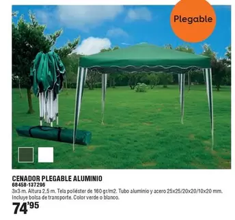 Oferta de Blanco - Cenador Plegable Aluminio por 74,95€ en ferrOkey