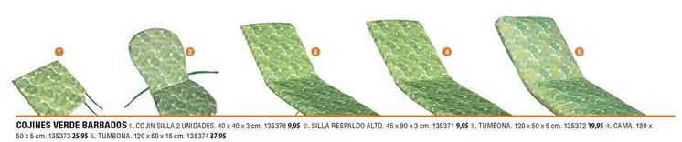 Oferta de Cojines Verde Barbados por 9,95€ en ferrOkey