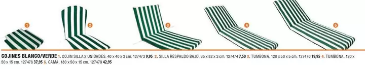 Oferta de Cojines Blanco/Verde por 9,95€ en ferrOkey