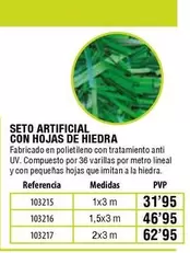 Oferta de Seto Artificial Con Hojas De Hiedra por 31,95€ en ferrOkey