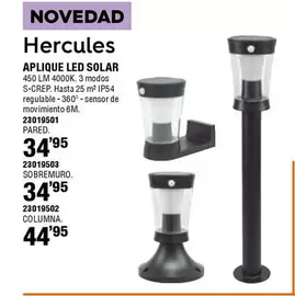 Oferta de Hercules - Aplique Led Solar por 34,95€ en ferrOkey