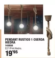 Oferta de Pendant Rustico 1 Cuerda Hiedra por 19,95€ en ferrOkey