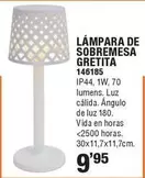 Oferta de Lampara De Sobremesa Gretita por 9,95€ en ferrOkey