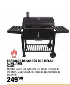 Oferta de Barbacoa De Carbón Dos Mesas Auxiliares por 249€ en ferrOkey