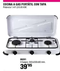 Oferta de Cocina A Gas Portátil Con Tapa por 39,95€ en ferrOkey