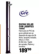 Oferta de Gre - Ducha Solar Con LavapIES por 189€ en ferrOkey