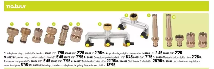 Oferta de Natuur - Adaptor Riego Rapido Laton Hembra por 1,95€ en ferrOkey