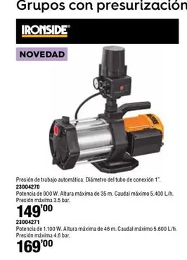 Oferta de Ironside - Grupos Con Presurizacion por 149€ en ferrOkey