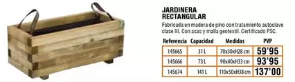 Oferta de Jardinera Rectangular por 59,95€ en ferrOkey