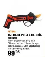 Oferta de Altuna - Tijera De Poda A Batería por 99,95€ en ferrOkey