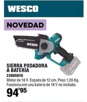 Oferta de Wesco - Sierra Podadora A Batería por 94,95€ en ferrOkey