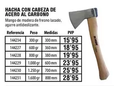 Oferta de Hacha Con Cabeza De Acero Al Carbono por 15,95€ en ferrOkey