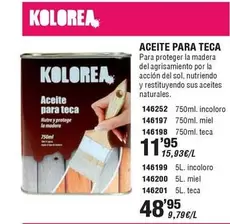 Oferta de Kolorea - Aceite Para Teca por 11,95€ en ferrOkey