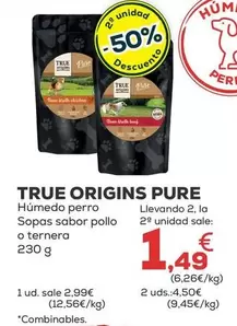 Oferta de True Origins - Pure Humedo Perro Sopas Sabor Pollo O Ternera por 2,99€ en Kiwoko