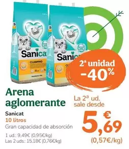 Oferta de Sanicat - Arena Aglomerante por 9,49€ en Tiendanimal