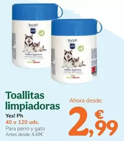 Oferta de Yes!Ph - Toallitas Limpiadoras por 2,99€ en Tiendanimal