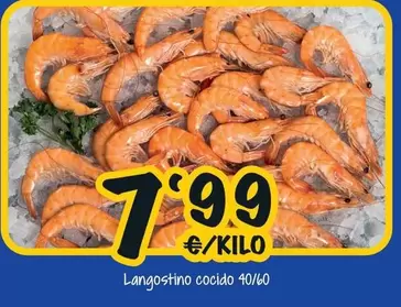 Oferta de Langostino Cocido 40/60 por 7,99€ en Cash Fresh
