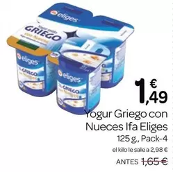 Oferta de Ifa Eliges - Yogur Griego Con Nueces por 1,49€ en Supermercados El Jamón