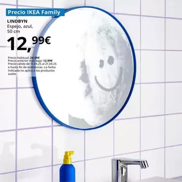 Oferta de Lindbyn - Espejo Azul por 12,99€ en IKEA